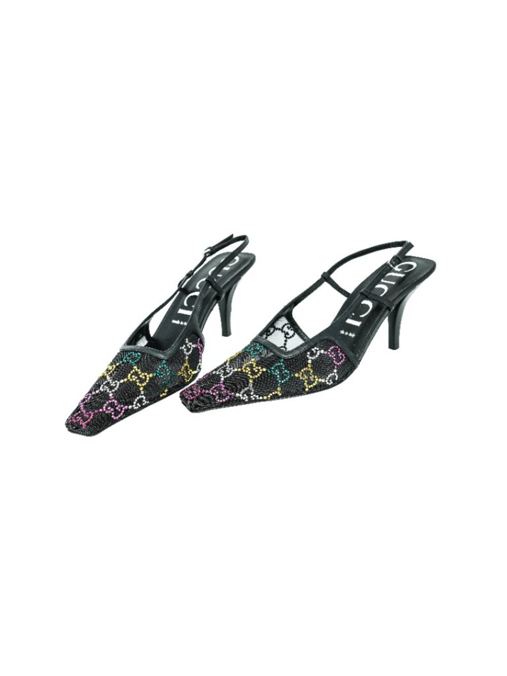 Gucci Multicolor Crystal GG Mesh Slingback Pumps - Picture 2 of 6